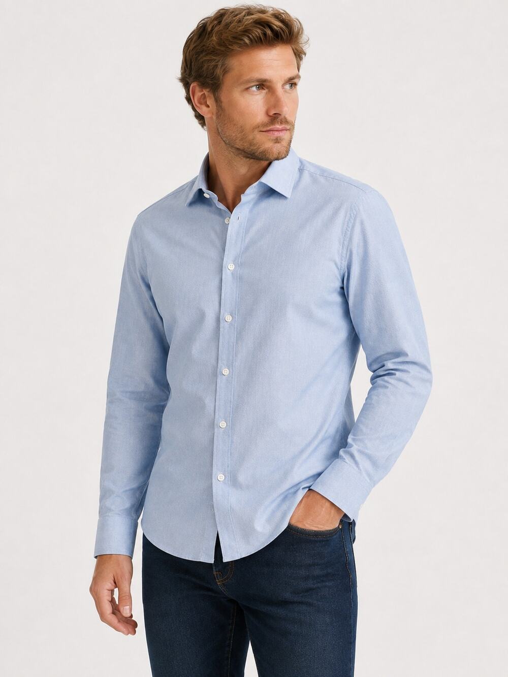 DAN129 CALVIN KLEIN SLIM FIT BLUE LONG SLEEVE DRESS SHIRT MENS LARGE 16 2 34 35